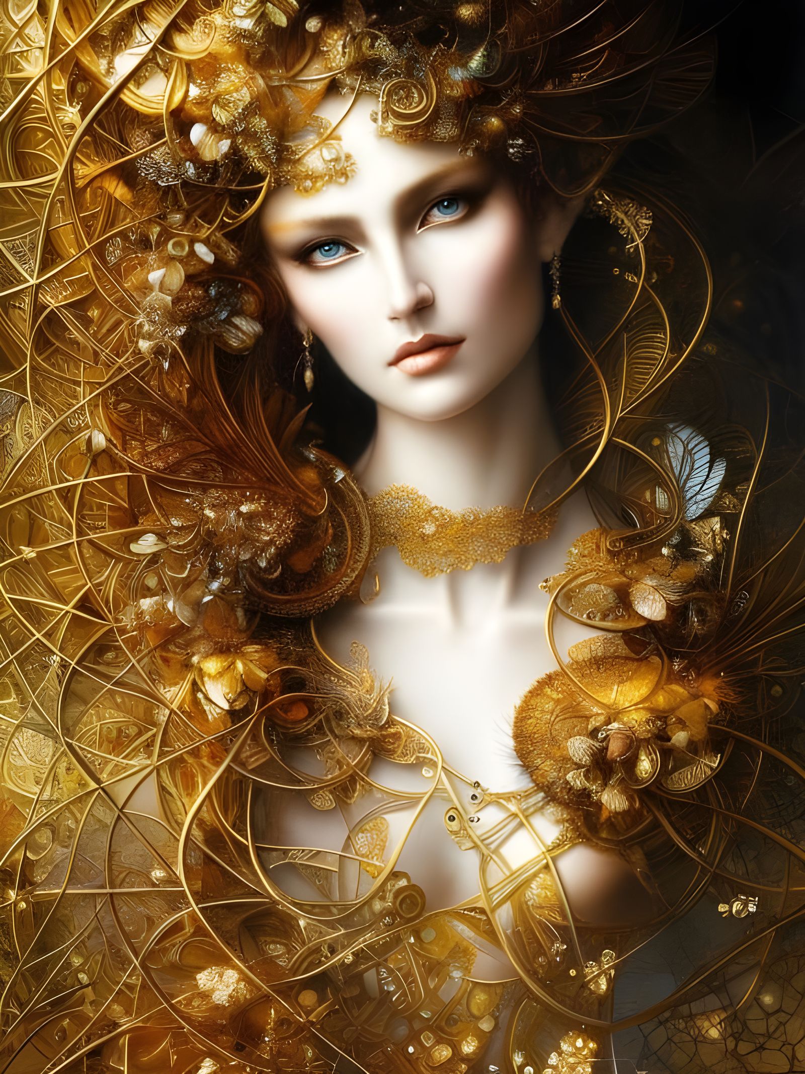 Fractal Woman Portrait in Fantasycore Style