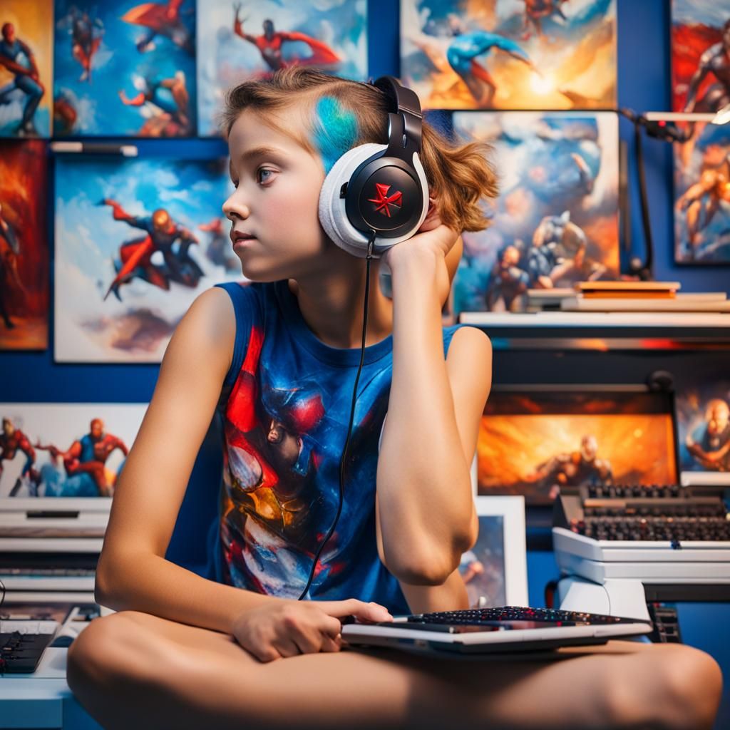 Girl in Blue Room: Professional Portrait Photography