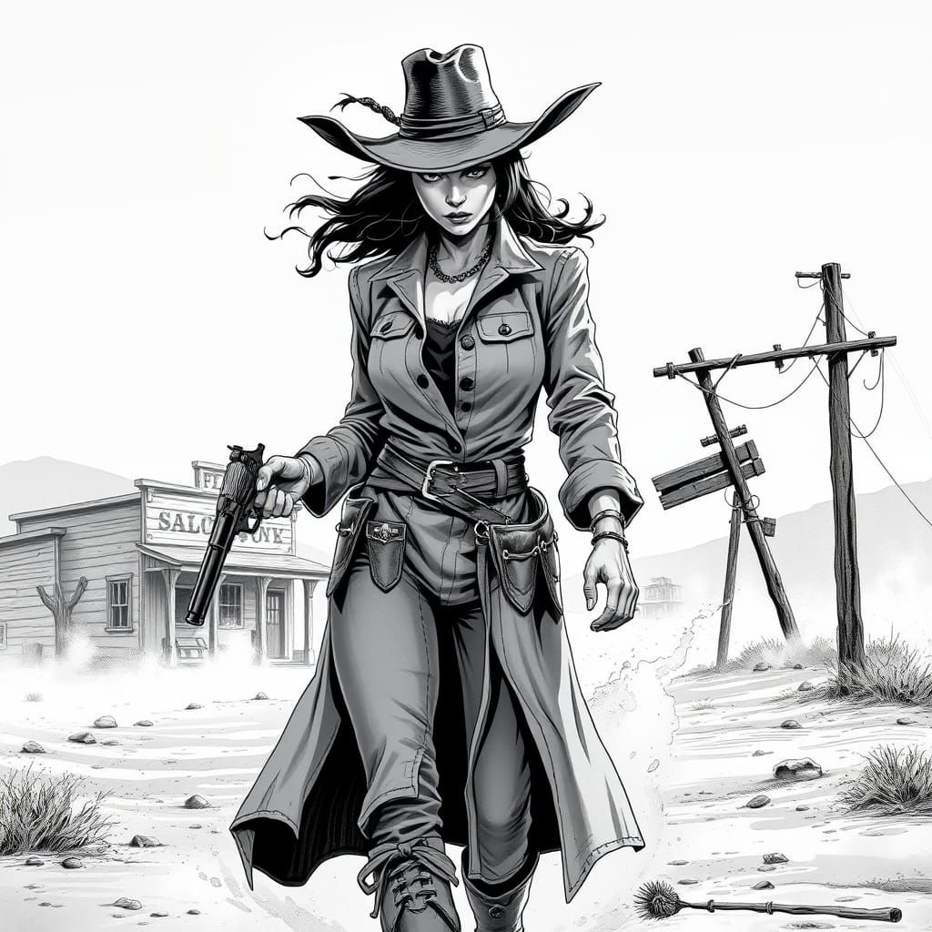 Cowgirl Defies the Deserted Ghost Town