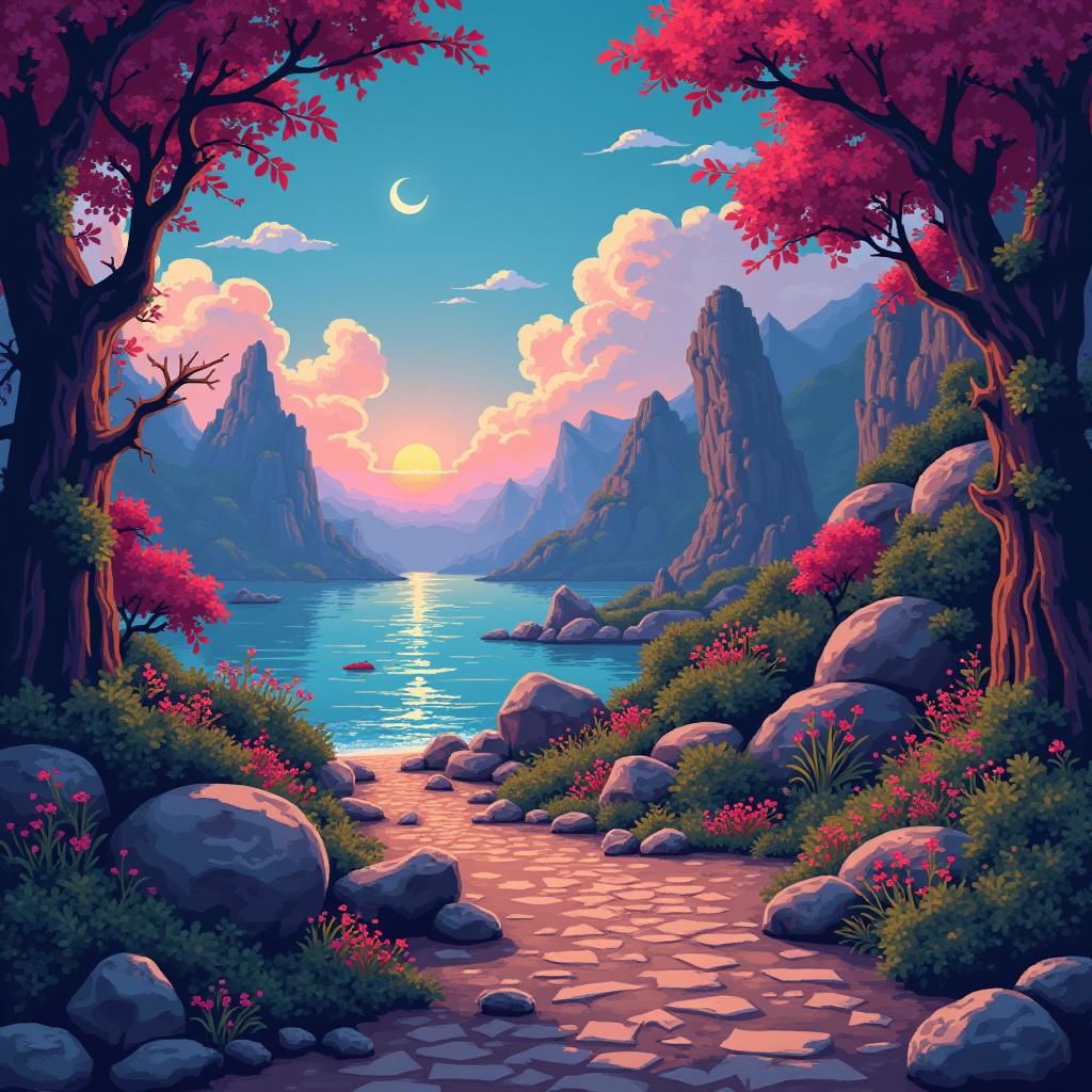 Vibrant Pixel Art of Classic Videogame Scenes