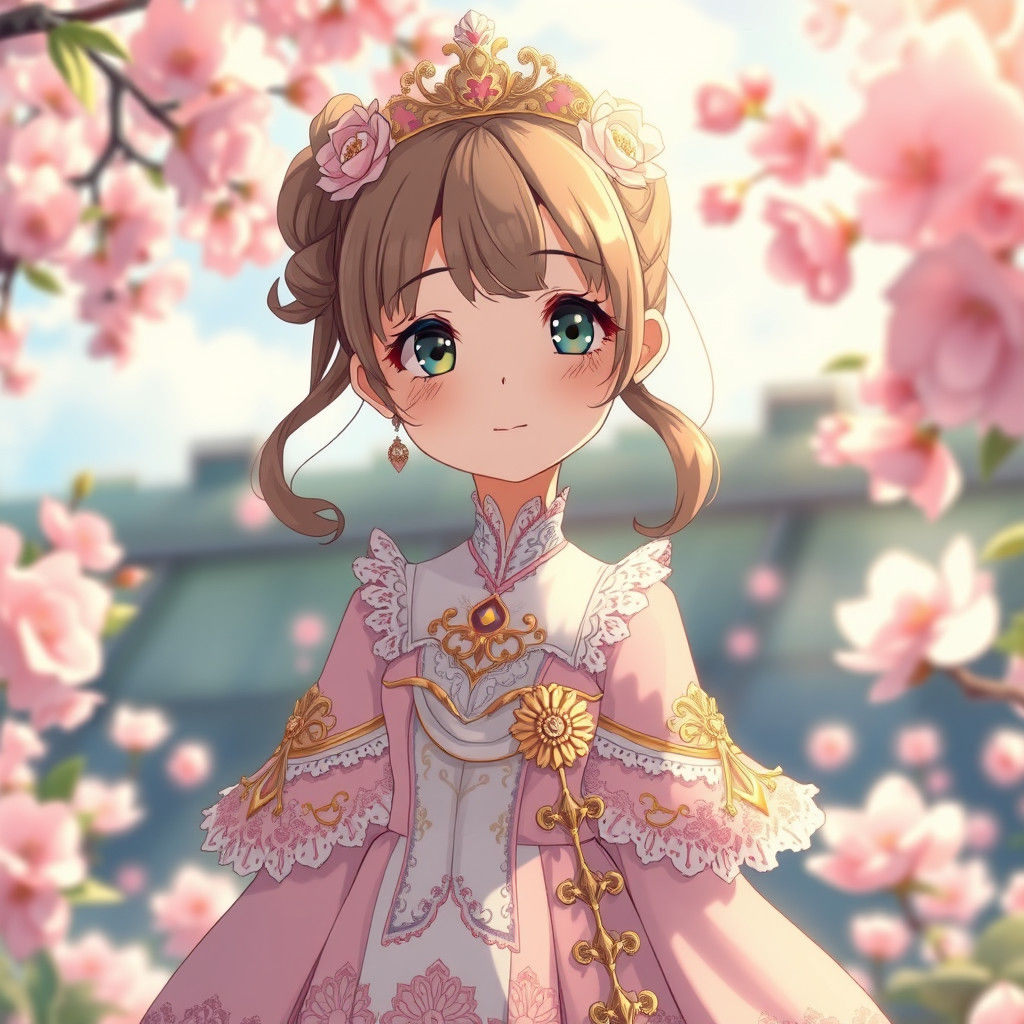 Anime Princess in Whimsical Garden