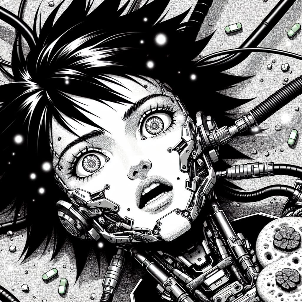 Cyborg Shock: Anime-Style Cyberpunk Portrait