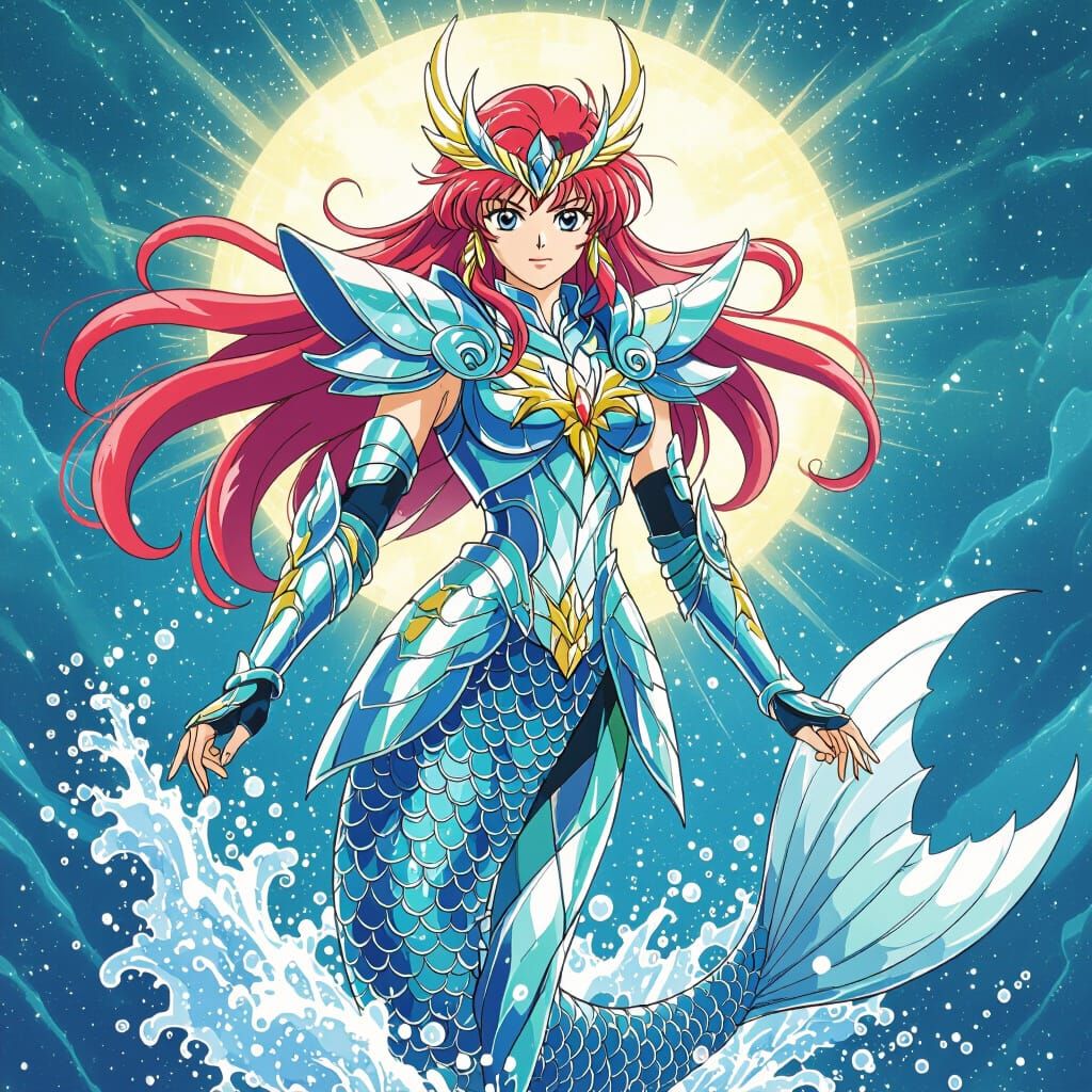 Mermaid Saint Seiya in Dynamic Pose, Aquatic Armor