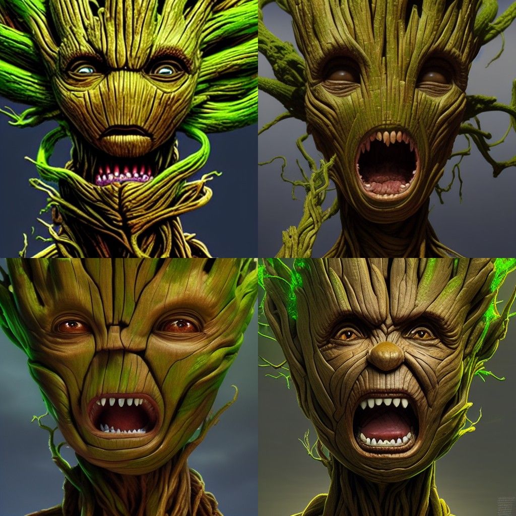 Elemental Warrior Portrait in Biopunk Style