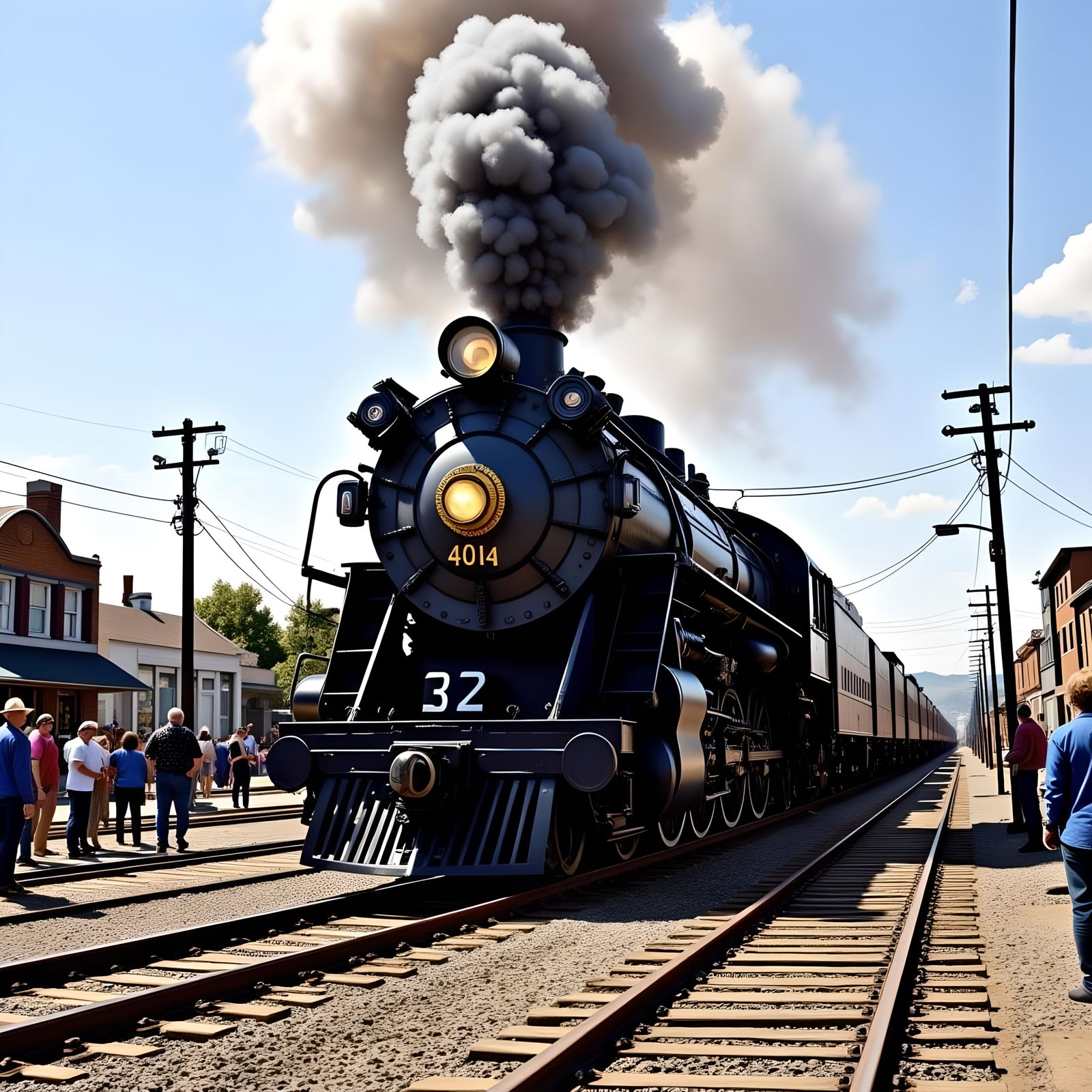 Union Pacific Big Boy Steam Train in Town