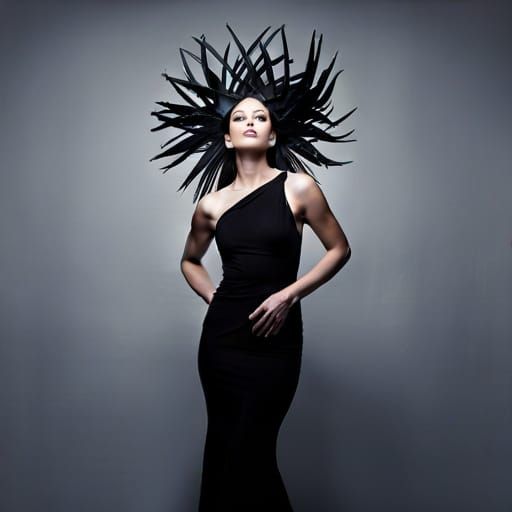 Demonic Obsidian Woman with Gilded Horns