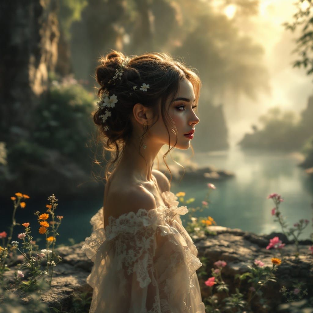 Enchanted Bridge Maiden Radiates Elegance in Dreamlike Portr...