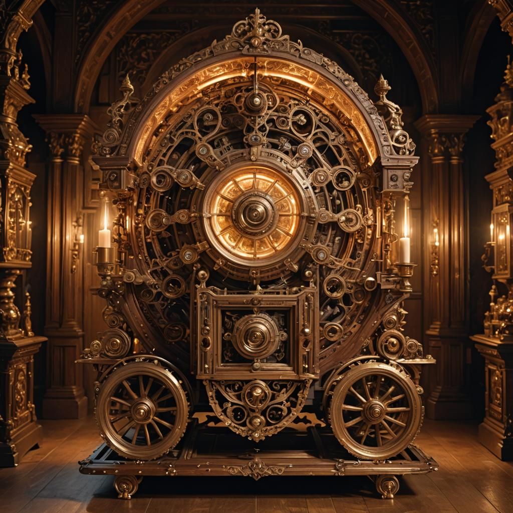 Baroque Sci-Fi Transport Machine with Mystical Aura