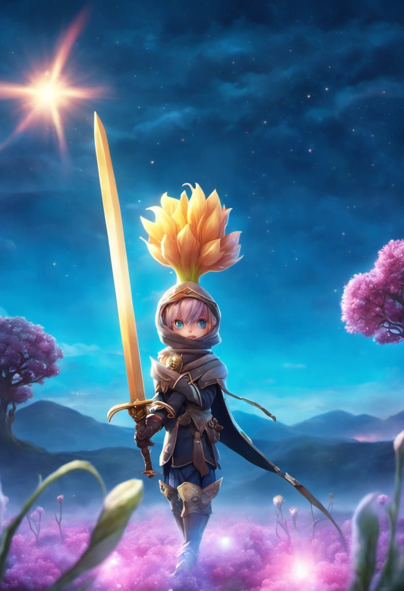 Onion Knight on Grand Battlefield in Anime Style