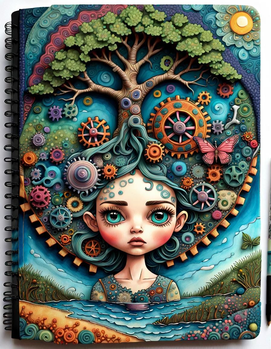 Psychedelic Bobblehead Reflects on Artistic Block