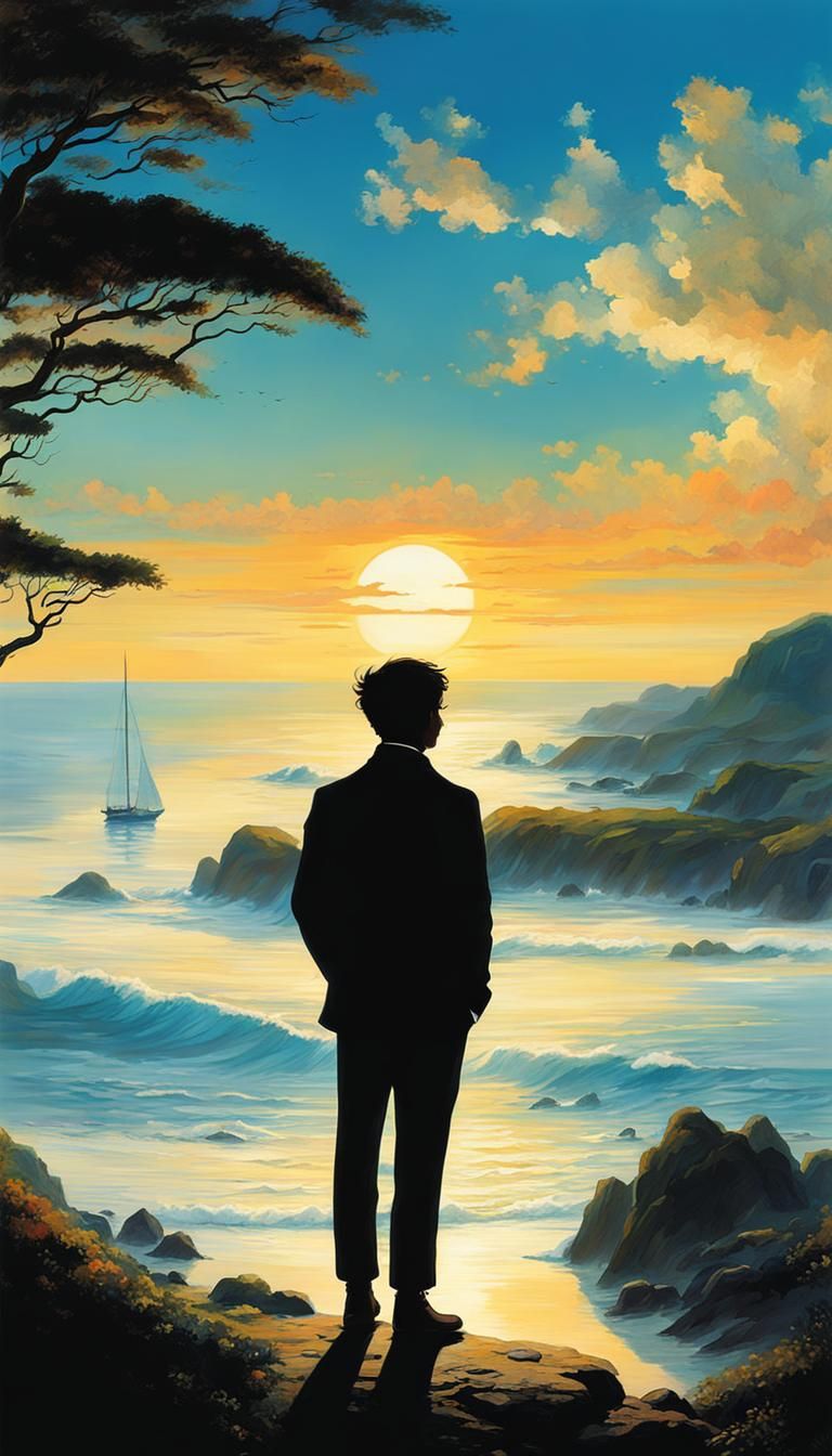 Dreamy Seaside Landscape in Ghibli Style