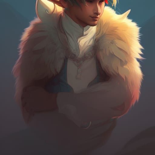 Crescent Moon Fox Boy Portrait in Artgerm Style