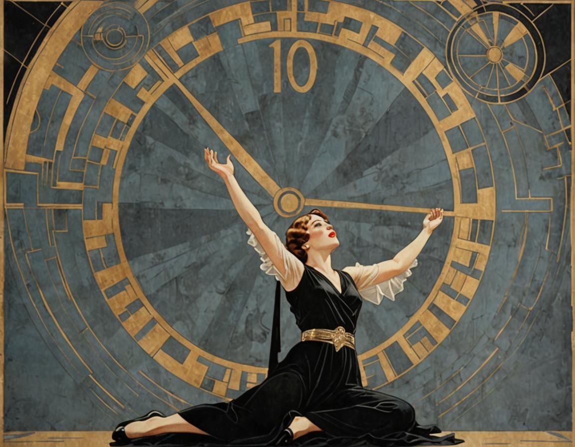 Art Deco Poster of Woman in Despair