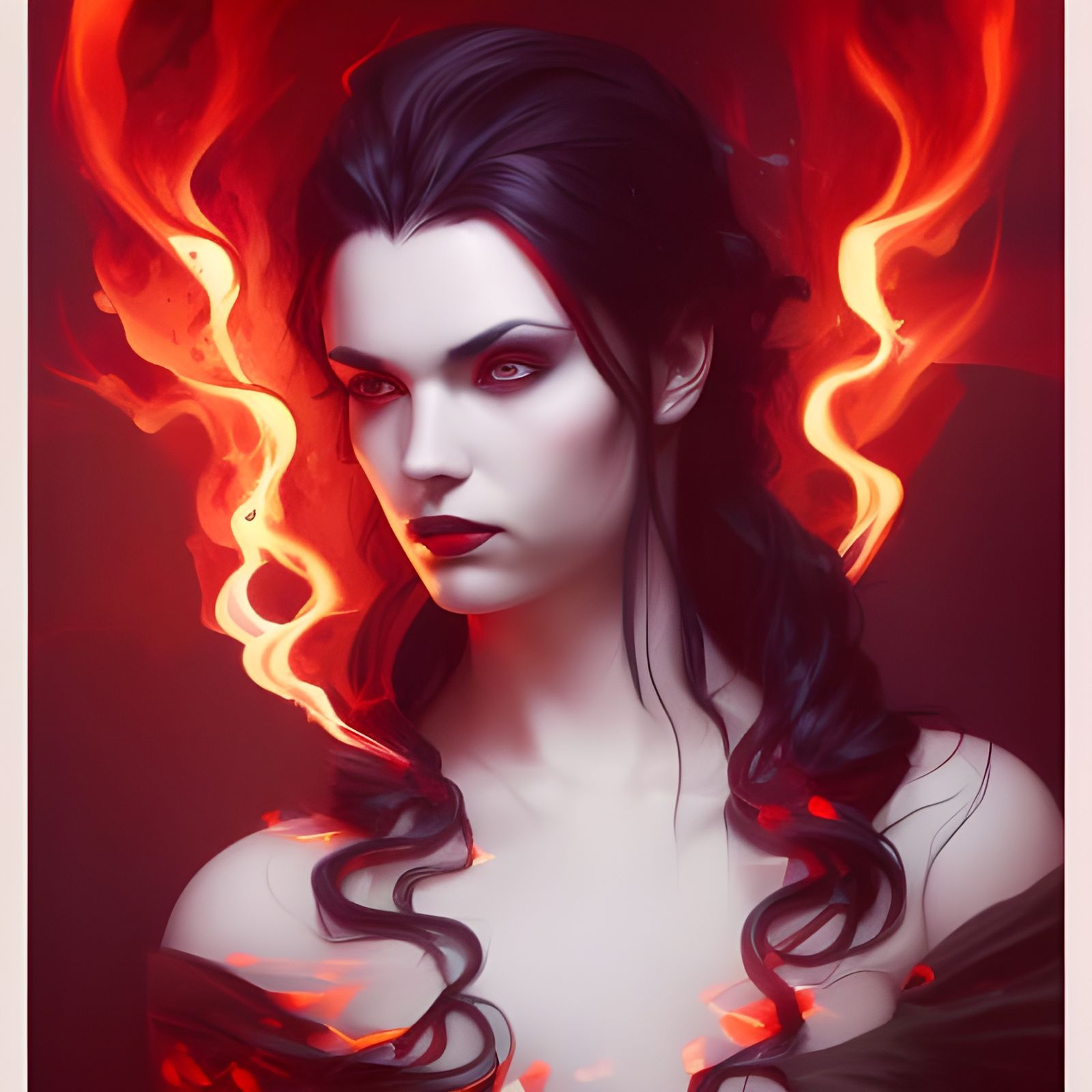 Vampire with Dice in Fiery Portrait
