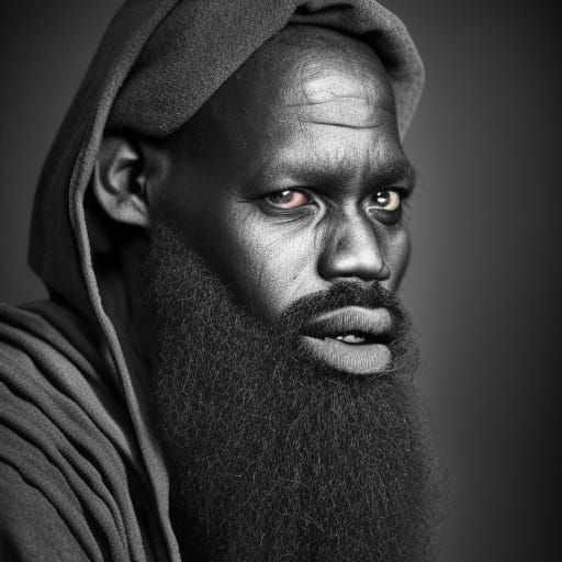 Hooded Philosopher Portrait Inspired by Street Art