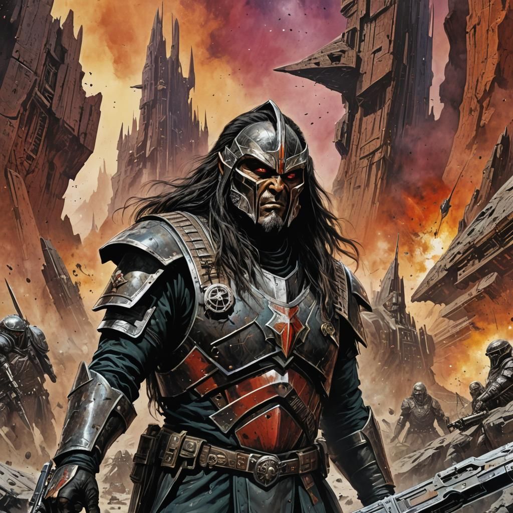 Klingon Soldier in Sci-Fi Comic Book Style