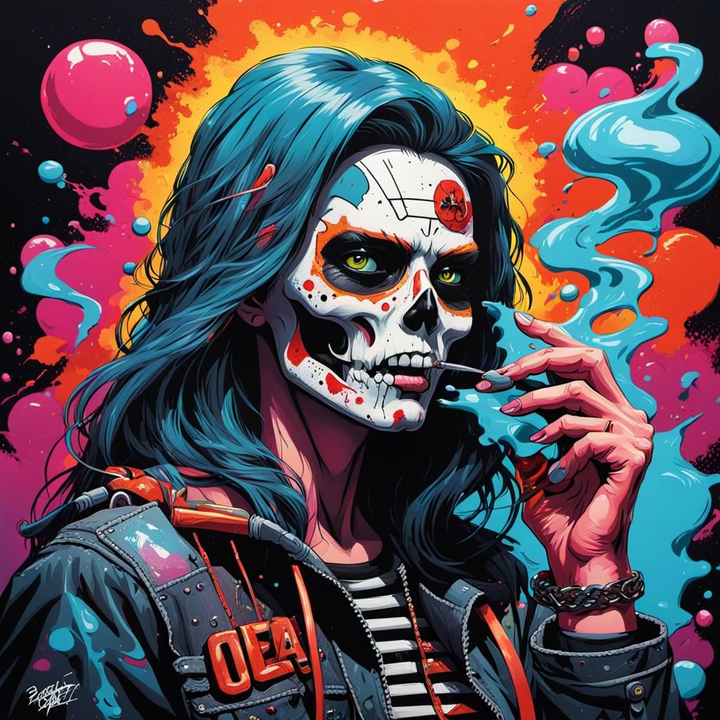 80s Comic Book Queen in Graffiti Art Style