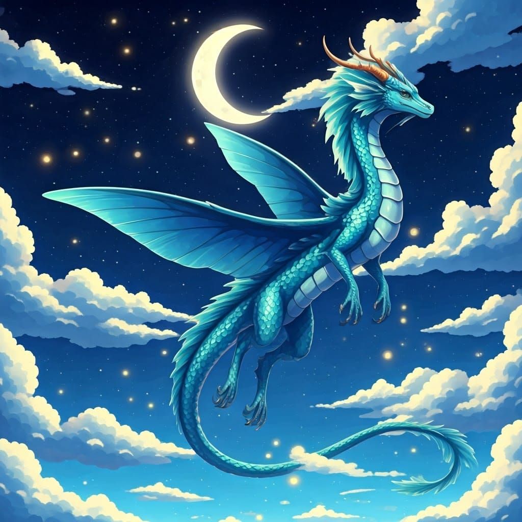 Elegant Water Dragon in Anime Style