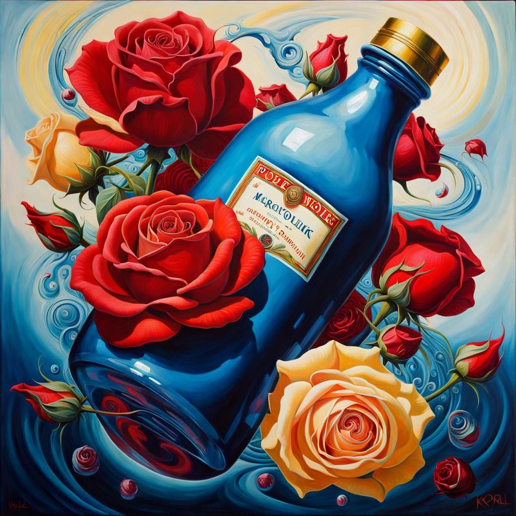 Surreal Rose Painting in Grotesque Style