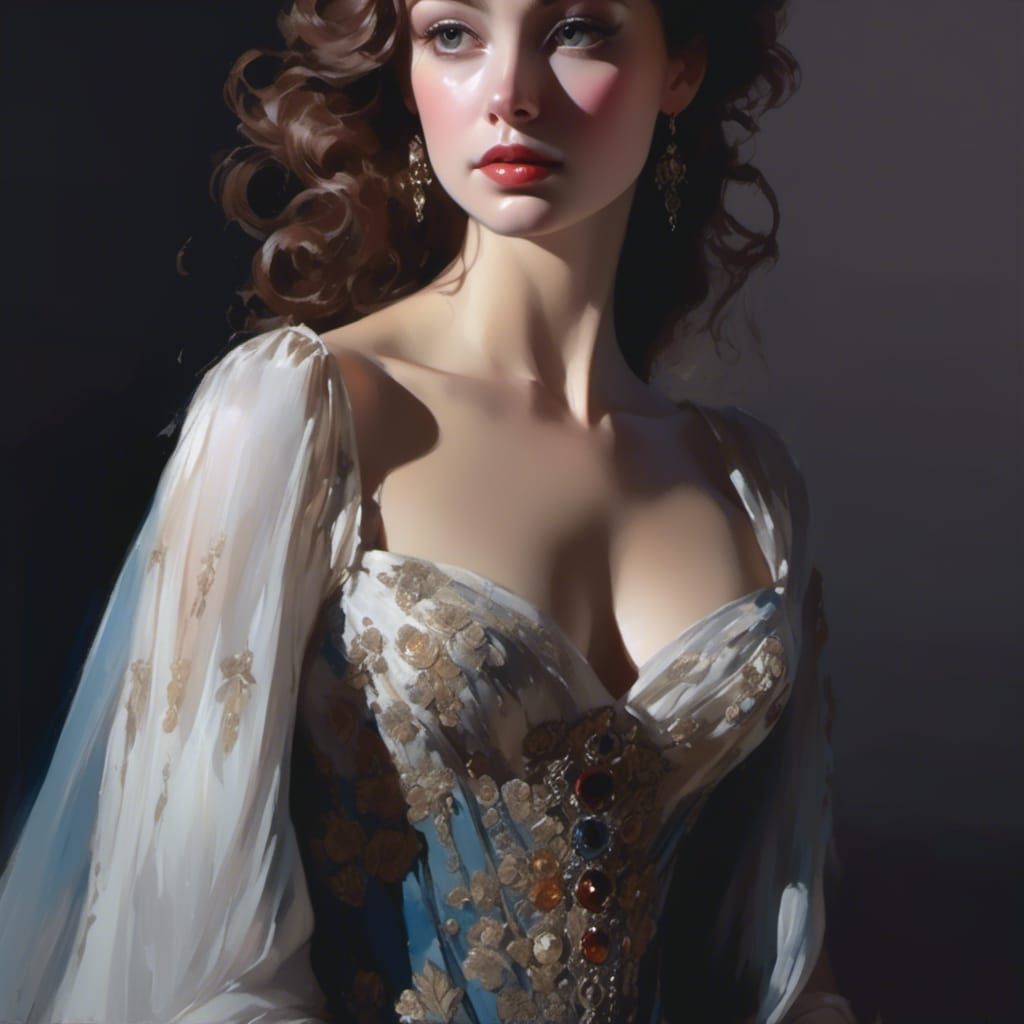 Hyperrealistic Princess Belle Portrait in Dramatic Lighting