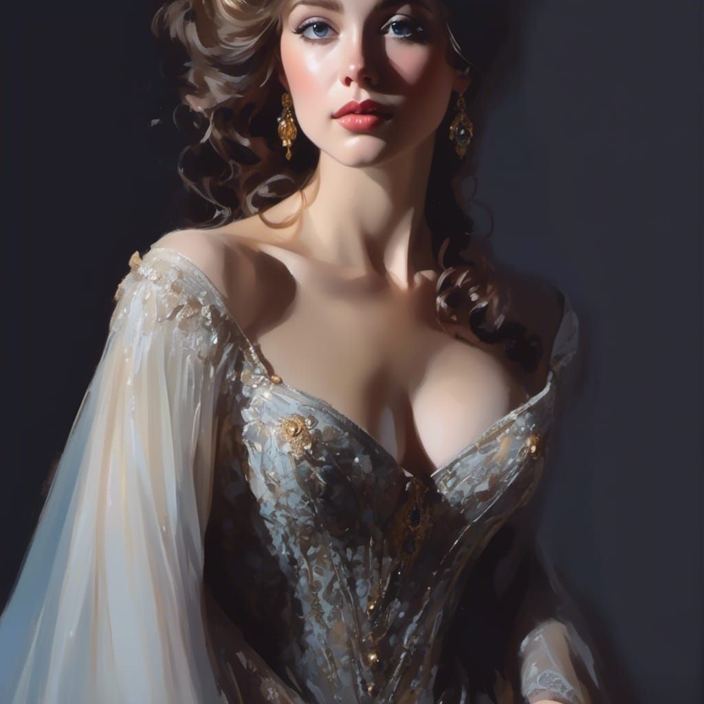 Hyperrealistic Princess Belle Portrait with Dramatic Lightin...