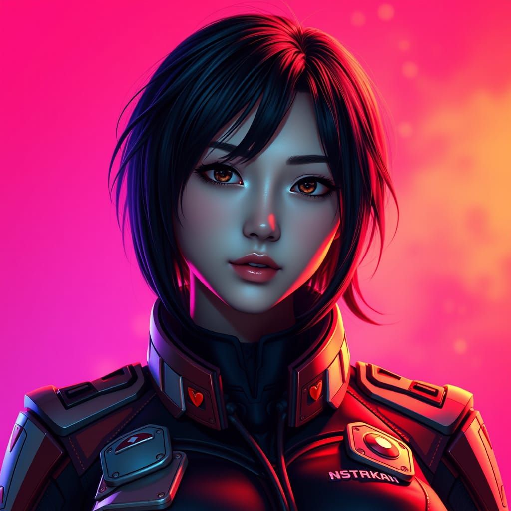 Misato Katsuragi Portrait in Vibrant Cinematic Style
