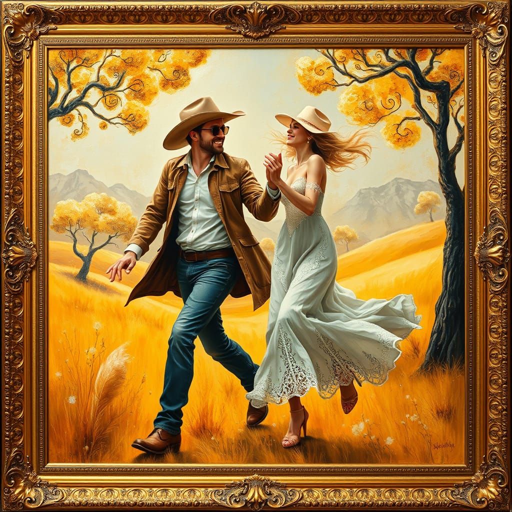 Vibrant Dance in a Golden Landscape