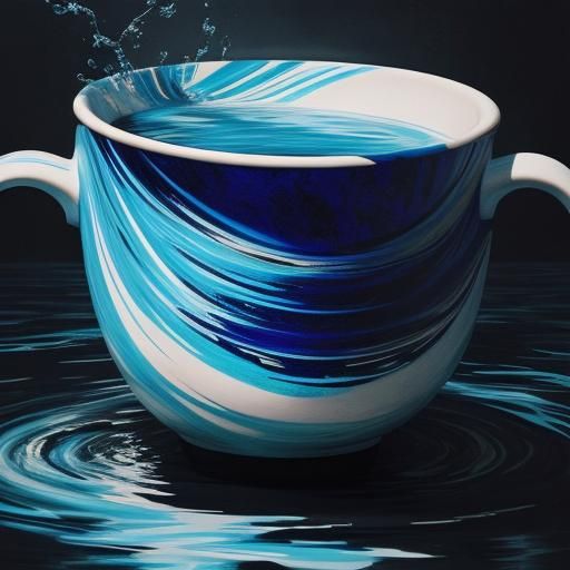 Surreal Head in Toilet Bowl: Abstract Oil Painting