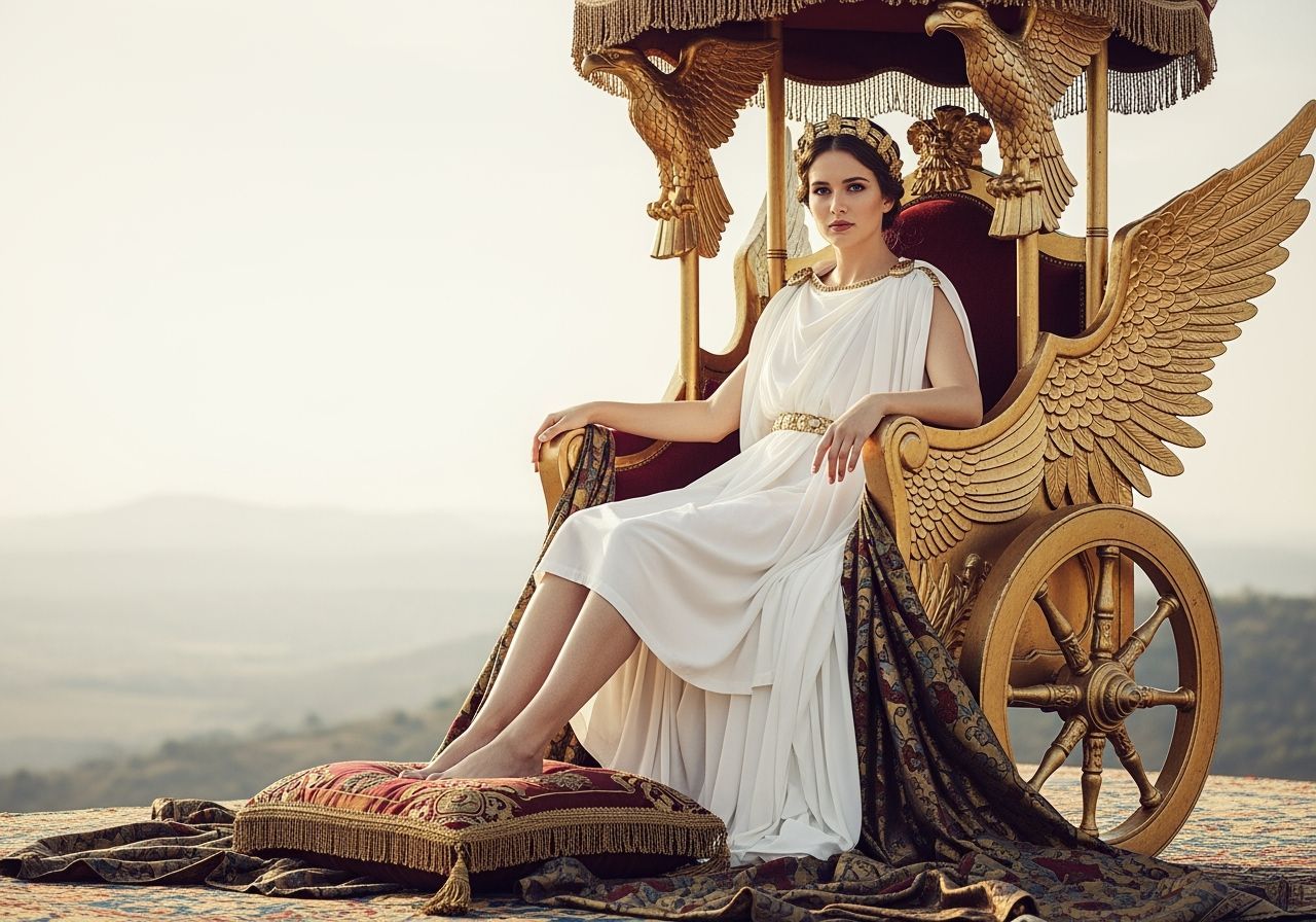 Roman Empress on Gold Chariot Throne