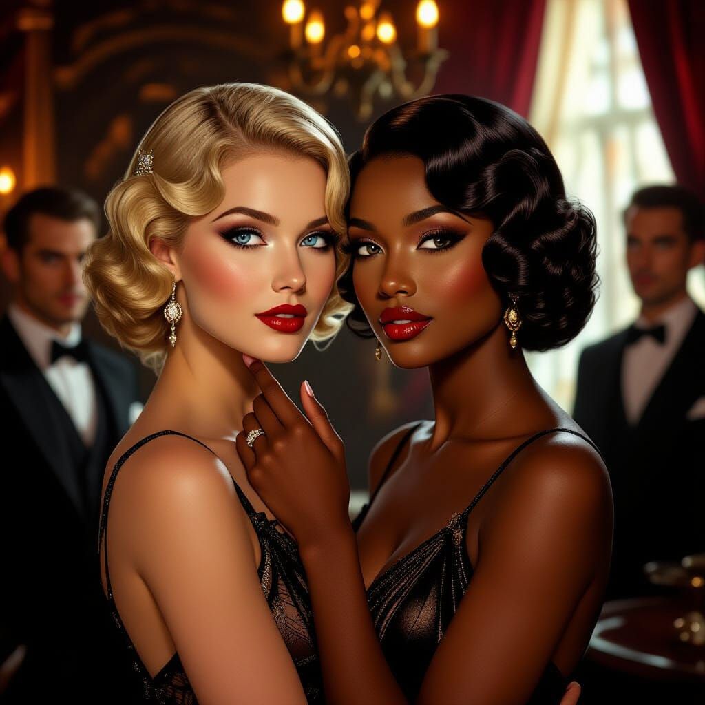 1920s Brothel Scene: Women in Chiaroscuro Lighting