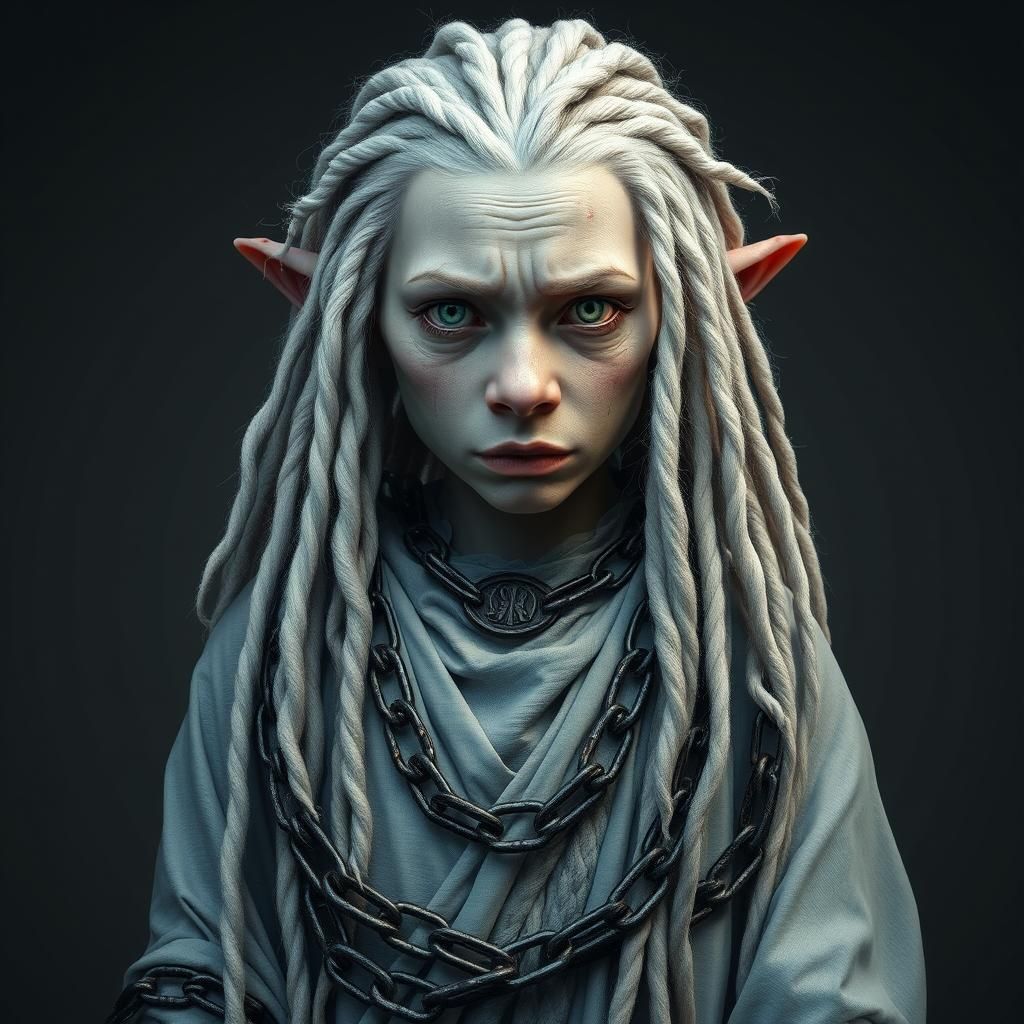 Albino Dwarf Woman Portrait in Ethereal Artgerm Style