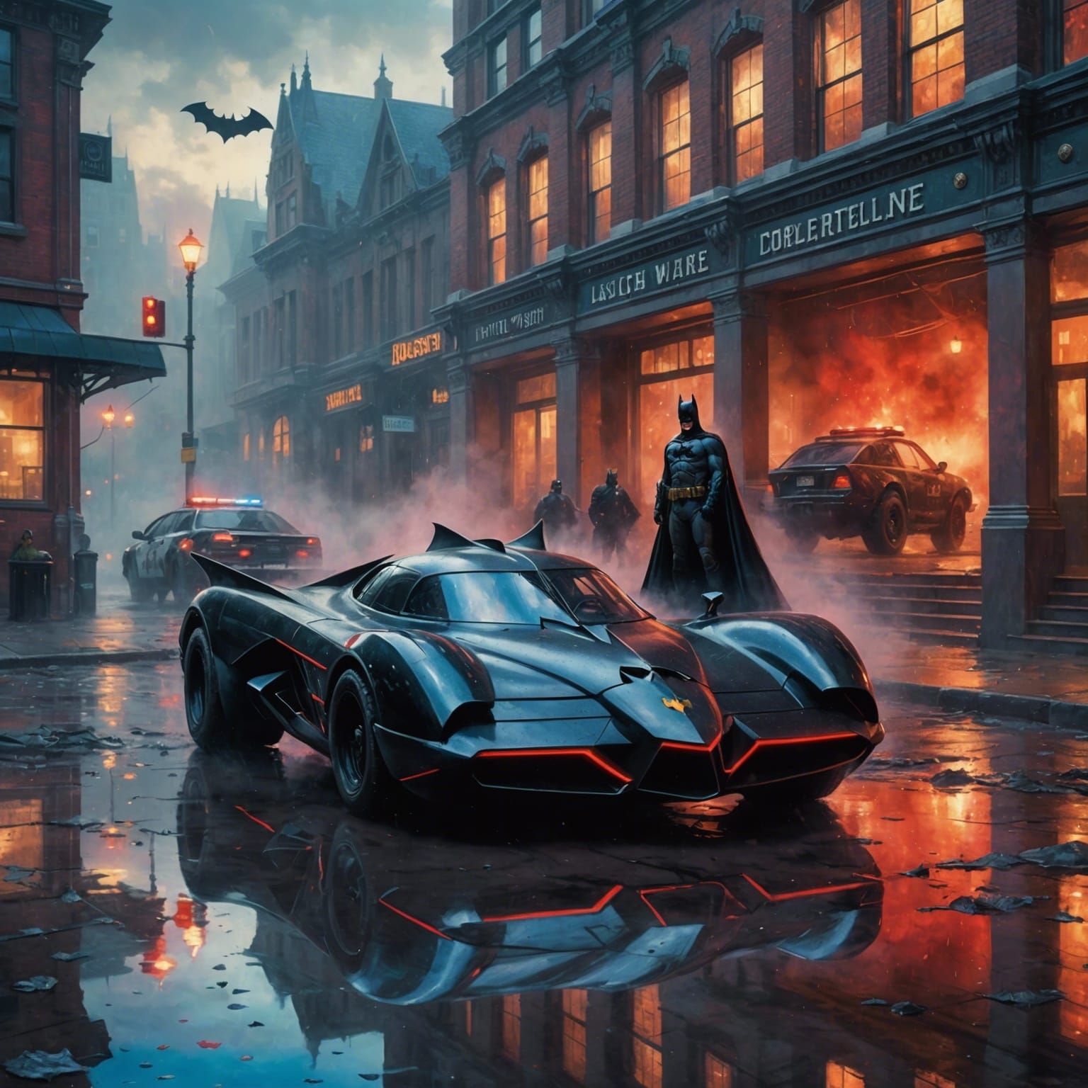 Batman and Batmobile Type Vehicle, Out and About