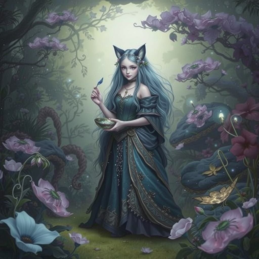 Enchanted Garden Goddess in Whimsical Digital Art