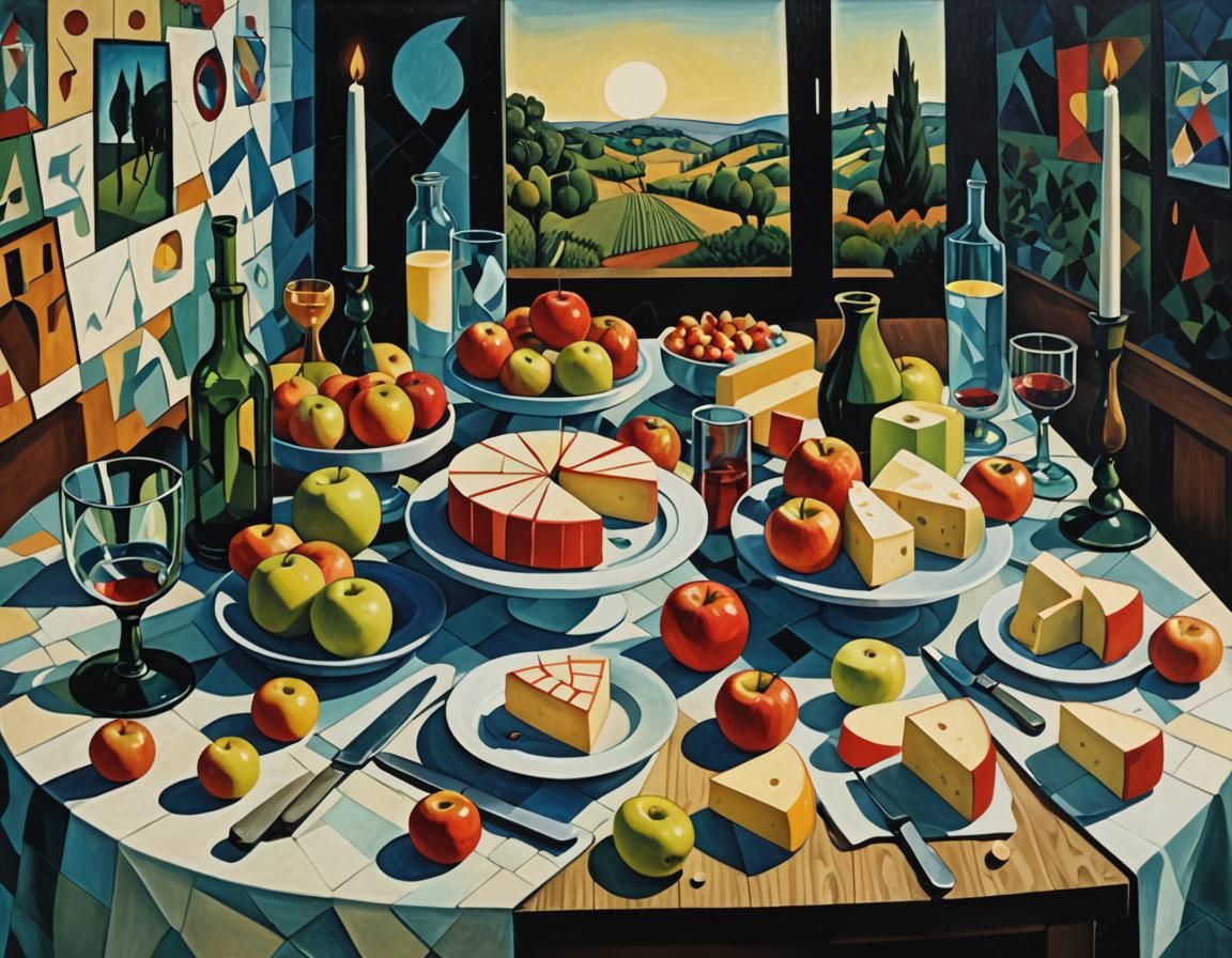 Surreal Cubist Still Life with Chiaroscuro