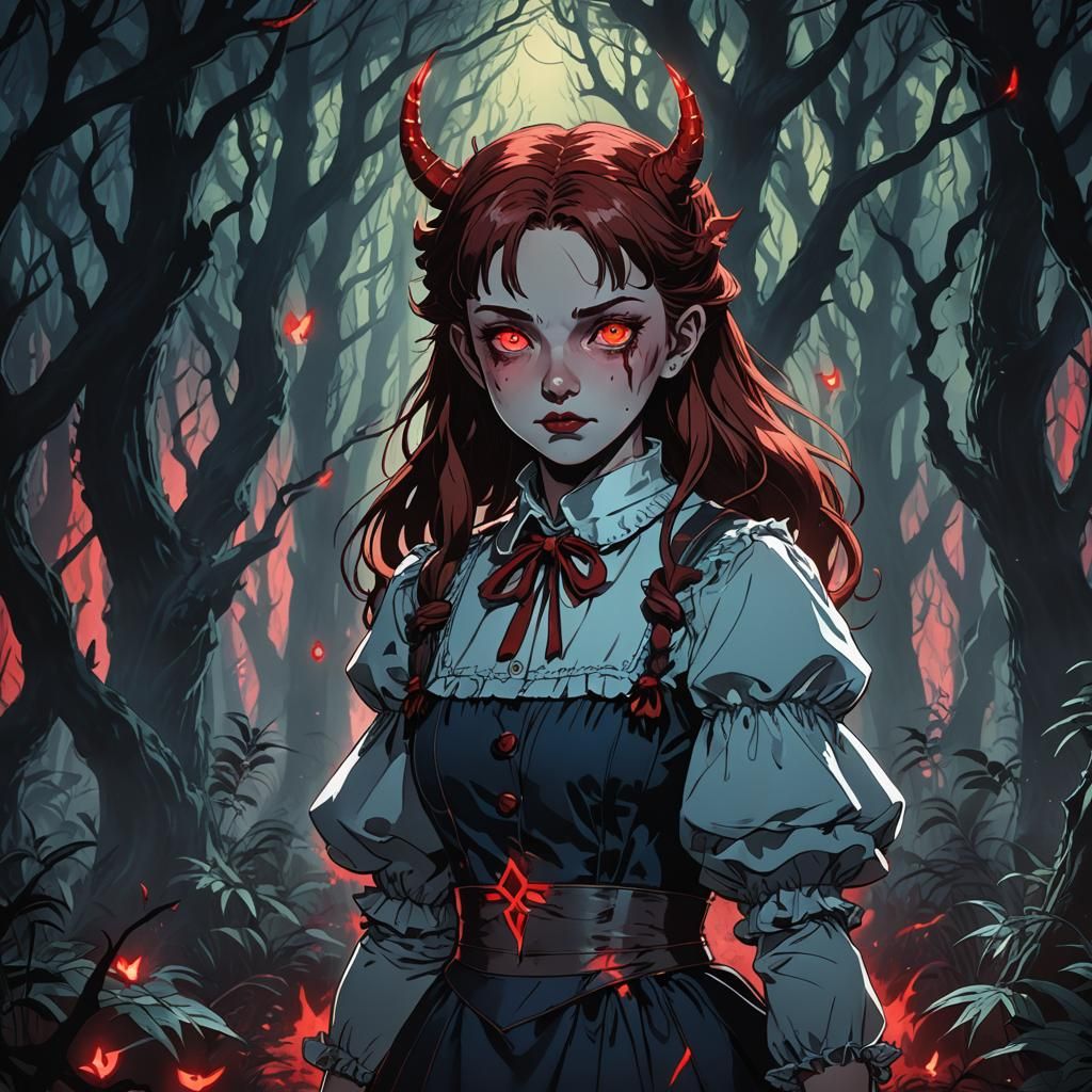 Demonic Dorothy in Mystical Forest: Anime Style