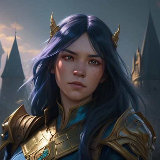 Detailed Dragon Portrait with Castle Backdrop