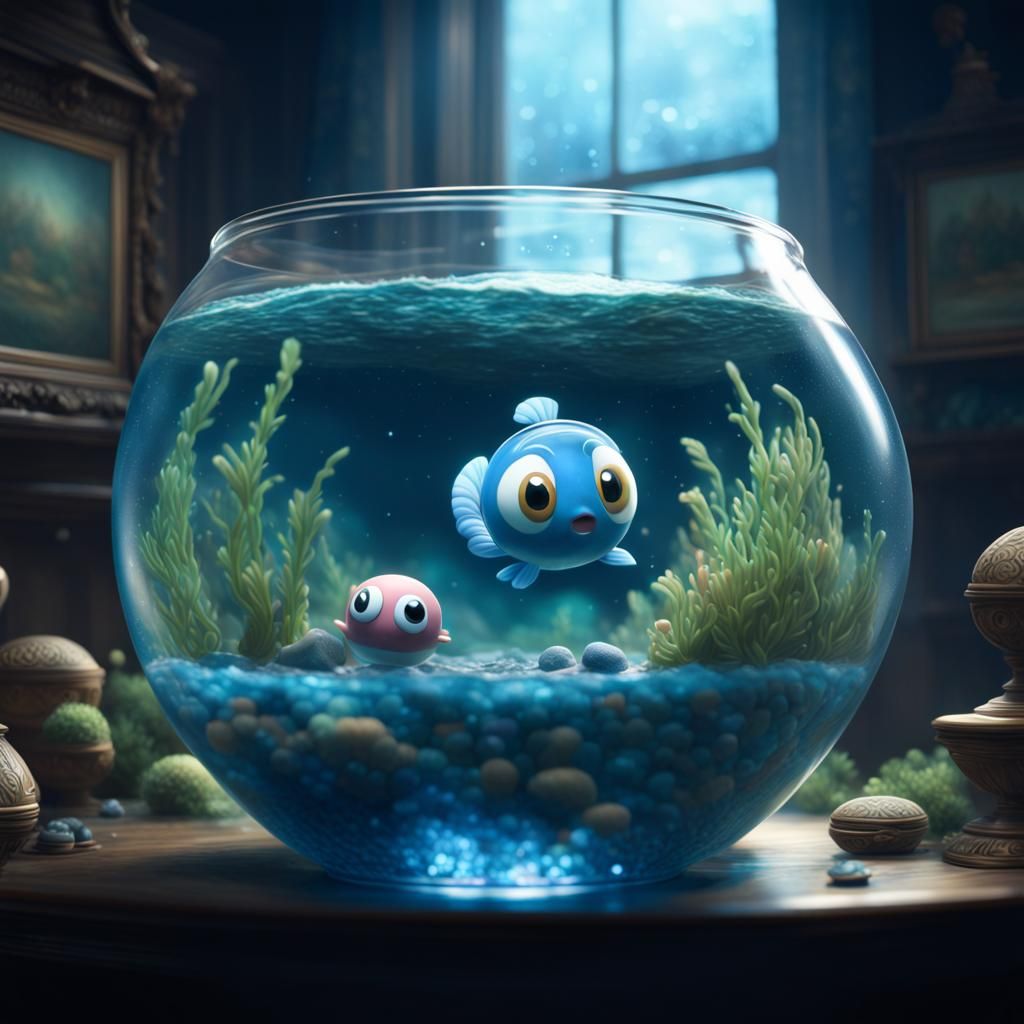 Poliwag in Aurora Fishbowl: Digital Matte Painting