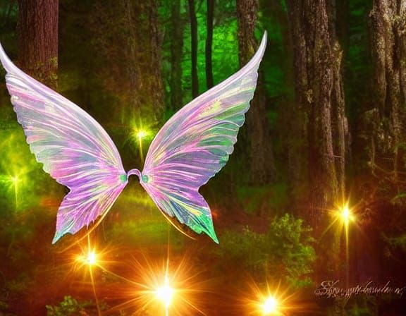 Ethereal Fairy Floating in Sunlit Forest - Digital Painting