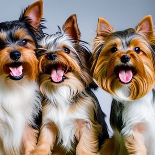 Playful Yorkshire Terriers Expressing Joyful Friendship