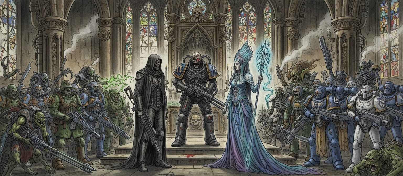 Gothic Wedding: Assassin Groom, Eldar Bride, Diverse Guests