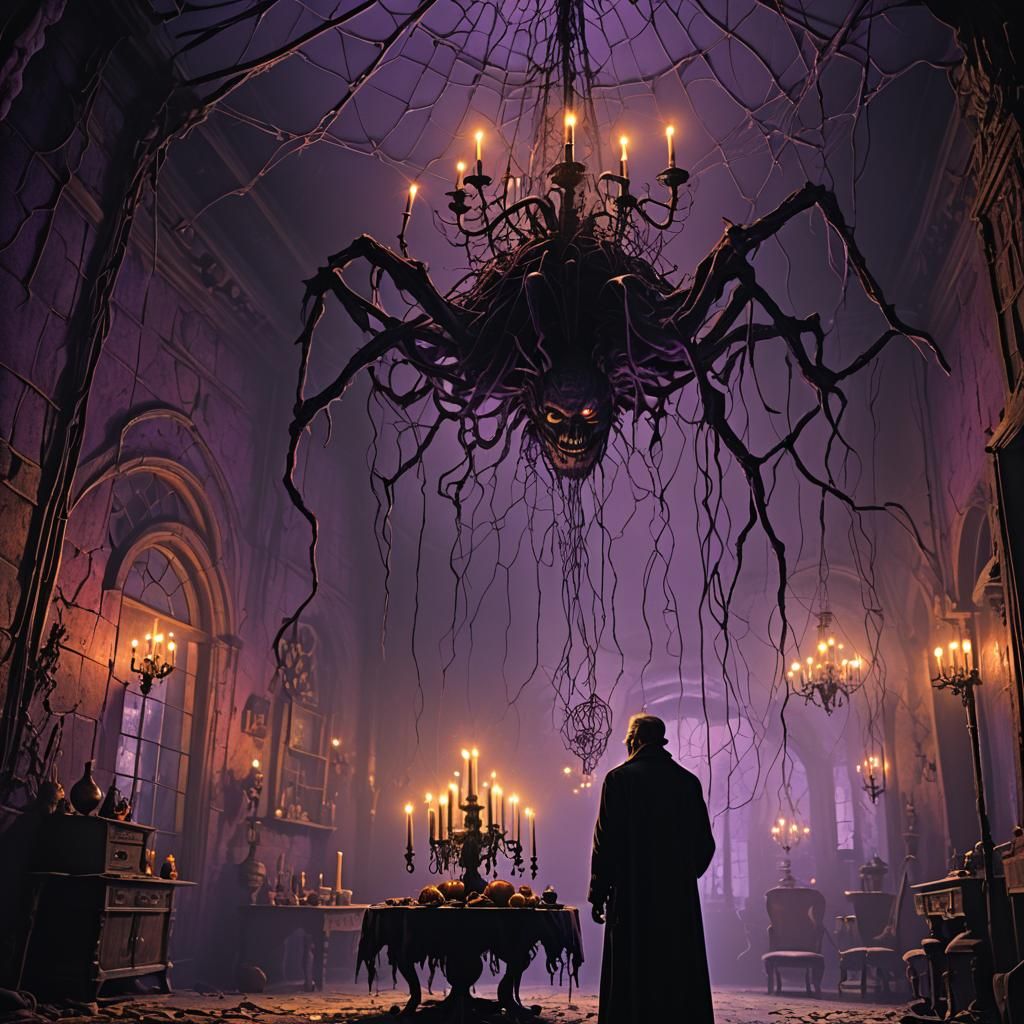 Frankenstein's Halloween Party in Beksiński Style