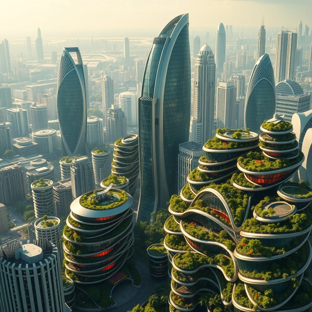 solarpunk skyline