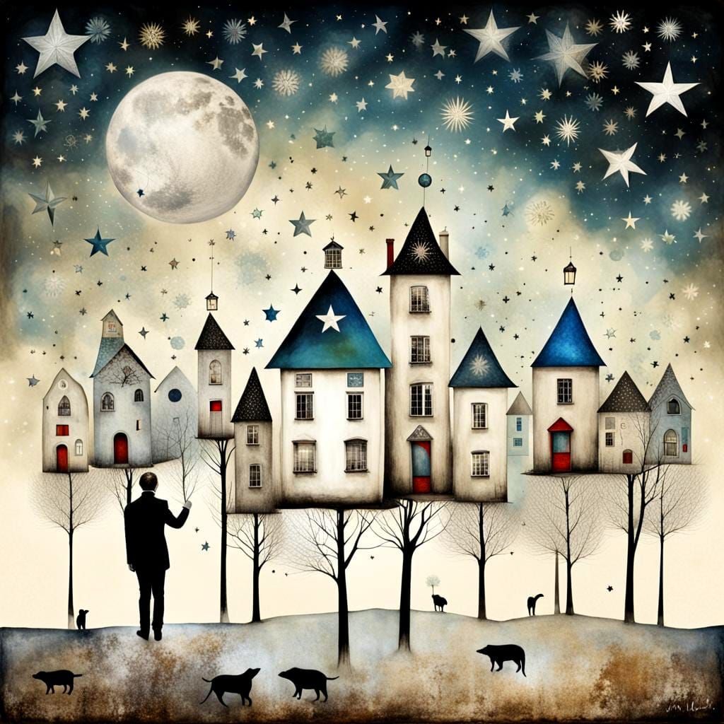 Crystal World Inspired by Surrealist Painting