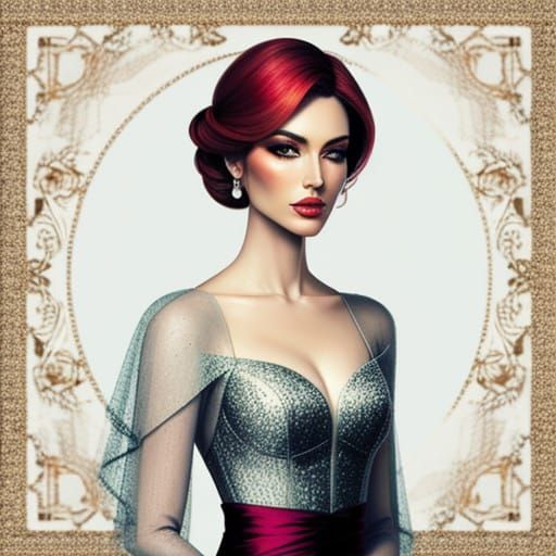 Elegant Portrayal of Victorian Era Femininity