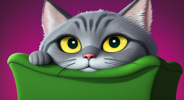 Russian Gray Cat's Claymation Masterpiece in Whimsical Style