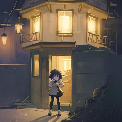 Anime Barista in Fantasy Art Nouveau Cafe