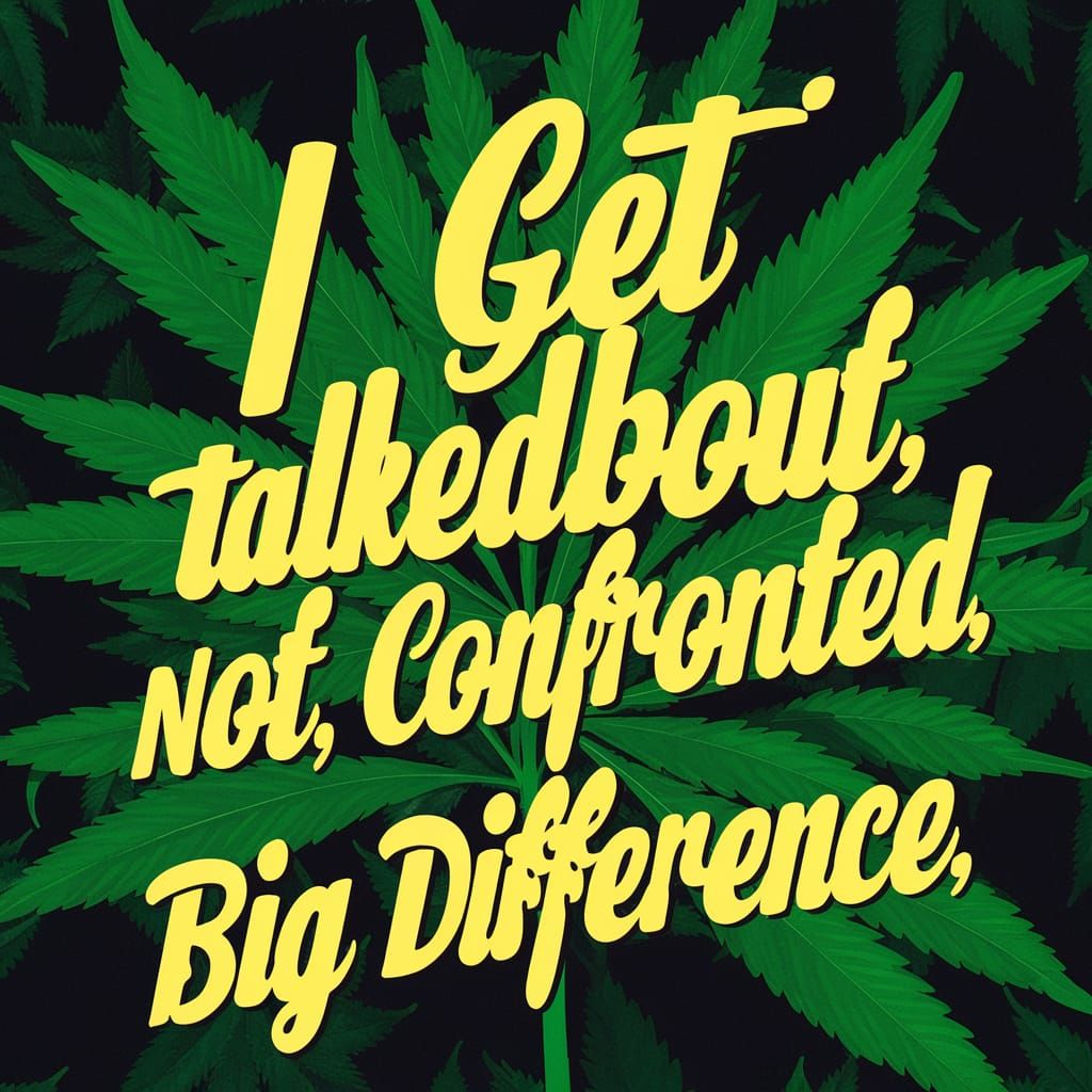 Bold Cursive Marijuana Wallpaper with Humorous Cannabis Quot...