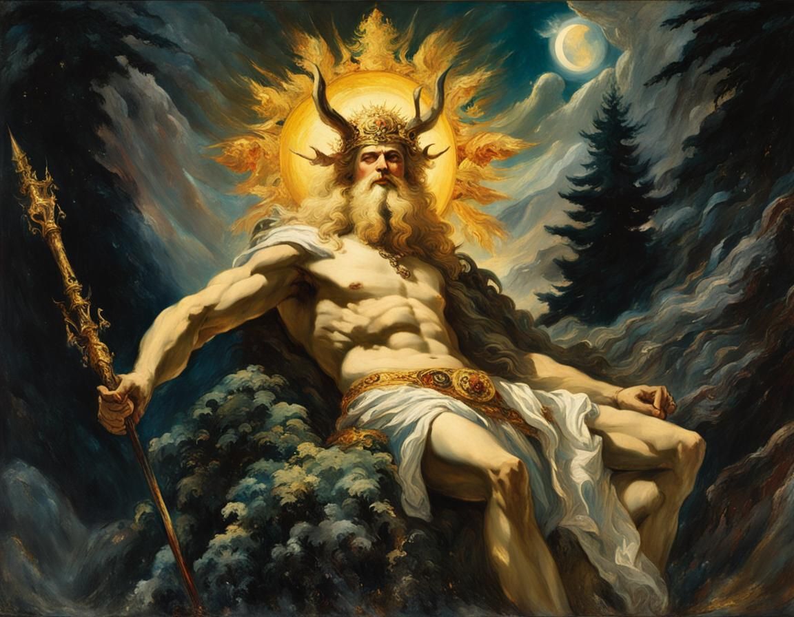 Hermes Trismegistos Enthroned: Dramatic Historical Painting