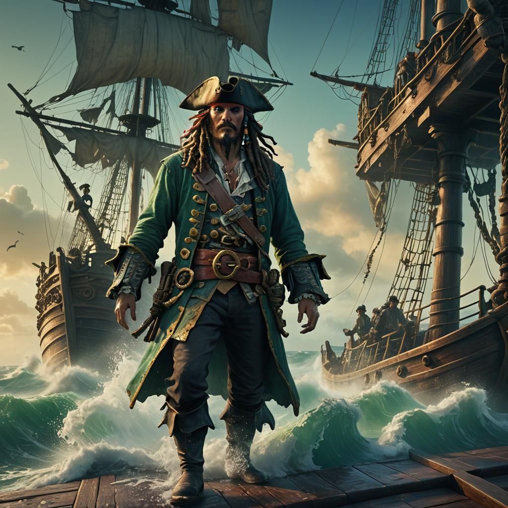 Pirate Ship on Stormy Seas: Fantasy Concept Art