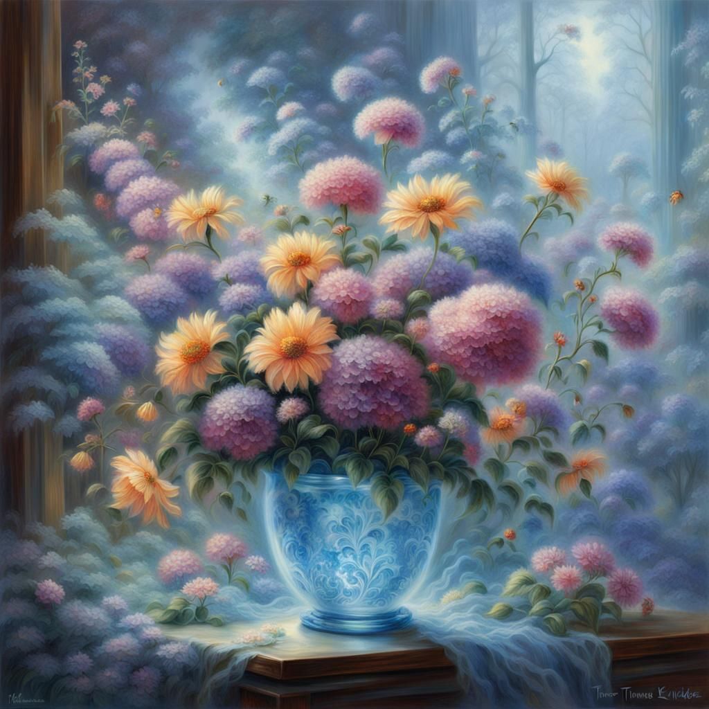 Ethereal X-Ray Flowers in a Fantasy Landscape